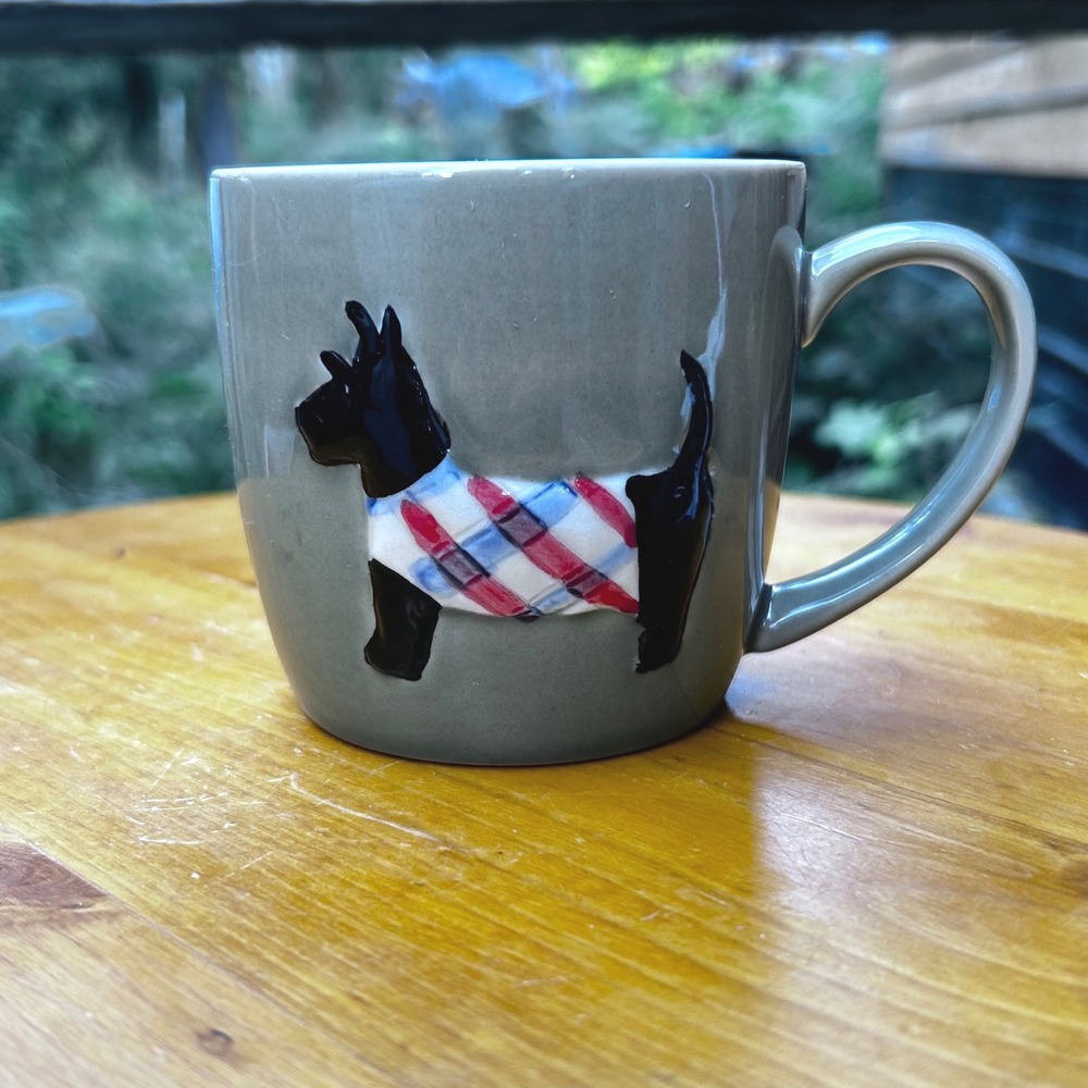 Scottie Dog Mug Grey Raised Relief Tartan Plaid Sweater One Size Abbott Mug
